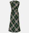 Burberry Sleeveless Nova Check Pattern Midi Dress In Green