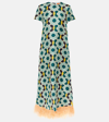 La Doublej Geometric-print Silk Swing Dress In Plaza Light Blue