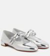 CHRISTIAN LOUBOUTIN SWEET JANE METALLIC LEATHER MARY JANE FLATS