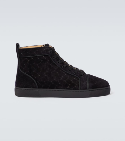 Christian Louboutin Louis Suede High-top Sneakers In Black