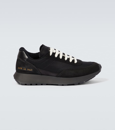 Common Projects Track Classic Leather And Suede-trimmed Ripstop Trainers In 7547 Black