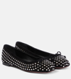 CHRISTIAN LOUBOUTIN MAMADRAGUE EMBELLISHED SUEDE BALLET FLATS