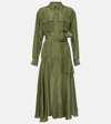 Veronica Beard Camille Belted Silk Shirtdress In Stone Army