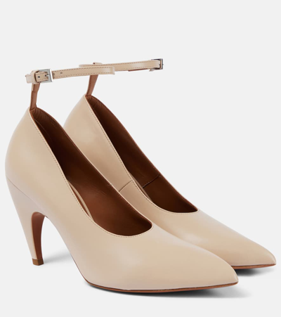 Alaïa Shark Leather Pumps In Beige