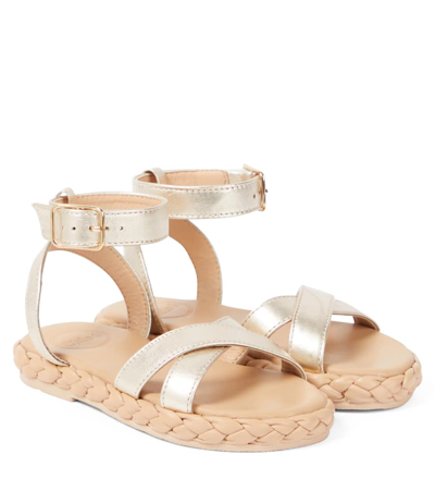 CHLOÉ CHLOÉ KIDS METALLIC LEATHER SANDALS