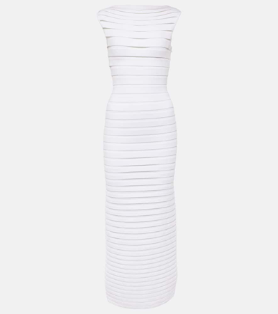 Alaïa Cap-sleeve Bandage Midi Dress In Blanc