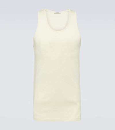Lemaire Ribbed-knit Cotton Jersey Tank Top In Yellow