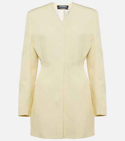 Jacquemus La Robe Cubo Mini Dress In Pale Yellow