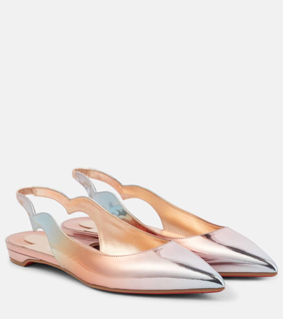 Christian Louboutin Hot Chickita Sling Leather Slingback Flats In Lin Leche