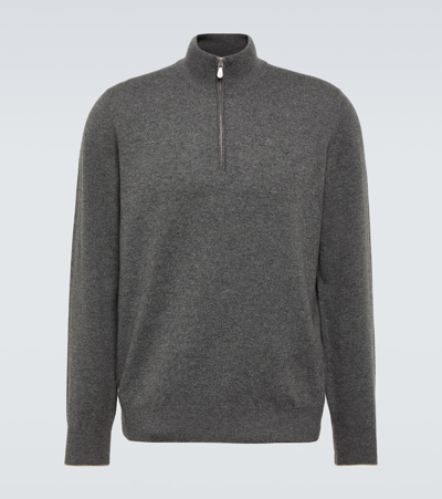 Brunello Cucinelli Cashmere Half-zip Jumper In Grey