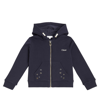 Chloé Eyelet-embellished Cotton Hoodie In Navy