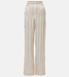 Veronica Beard Grigore Striped Twill Wide-leg Pants In Sand/slate Blue