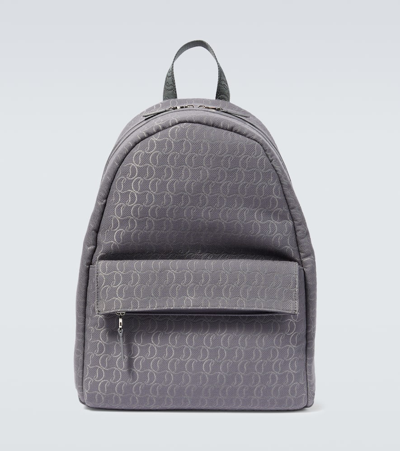 Christian Louboutin Zip N Flap Logo Jacquard Backpack In Grey