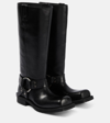 Acne Studios Leather Buckle Boots In Black