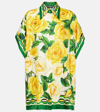 Dolce & Gabbana Multicolor Oversize Shirt With Flower Print All-over In Rose Gialle B.g/v