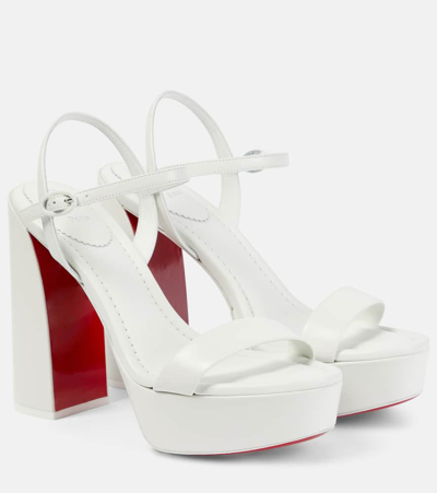 Christian Louboutin Movida Jane Leather Red Sole Platform Sandals In Bianco