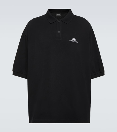 Balenciaga Oversized Cotton Piqué Polo Shirt In Black