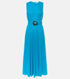 Diane Von Furstenberg Elliot Belted Slub Woven Midi Dress In Cerulean Blue