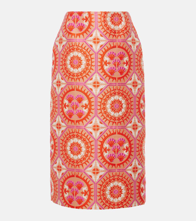 La Doublej Printed Midi Skirt In Sun Jacquard