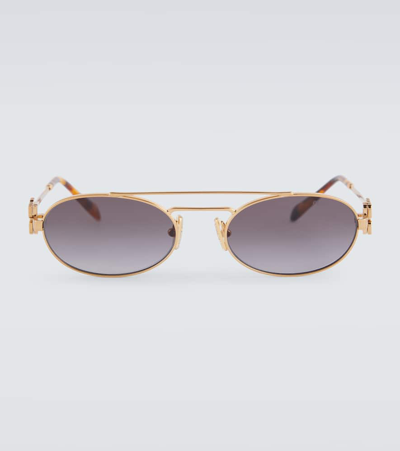 Miu Miu Round Sunglasses In Gold