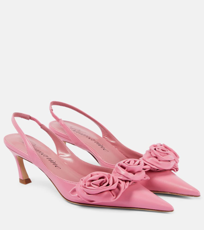 Blumarine Juliet 124 Floral-appliqué Slingback Pumps In Pink