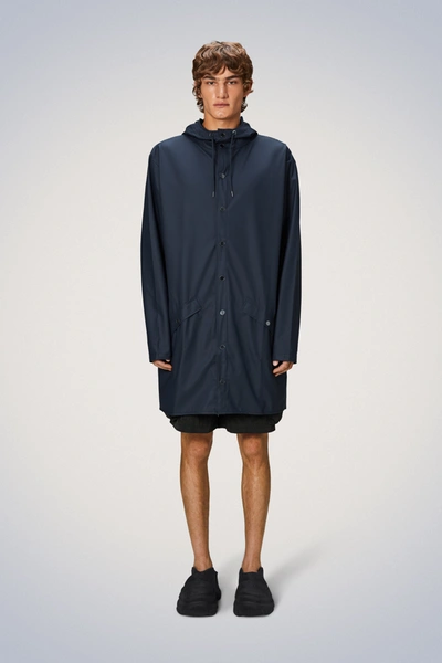 Rains Long Jacket In Blue