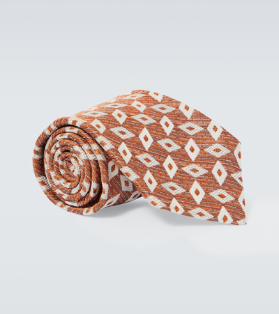 Kiton Silk And Linen Tie In Orange