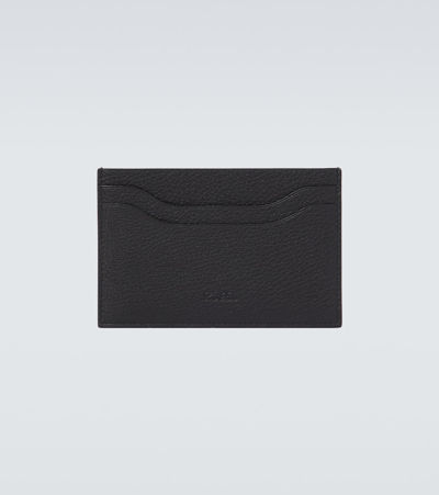 Loro Piana Extra Double Leather Card Holder In Black