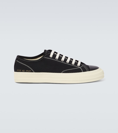 Common Projects Tournament In Canvas Leather-trimmed Trainers In Black