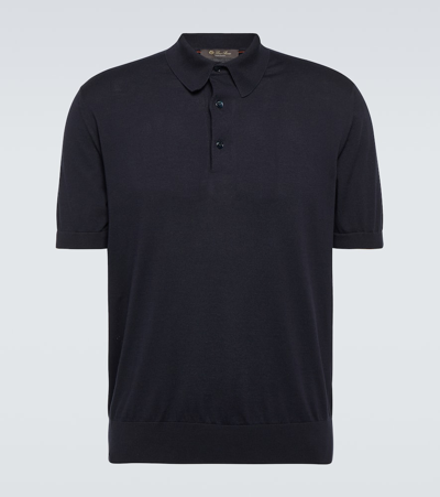 Loro Piana Cotton Polo Shirt In Blue Navy