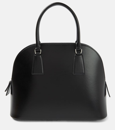 The Row Nina Small Leather Tote Bag In Black