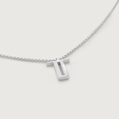 Monica Vinader Sterling Silver Initial T Necklace Adjustable 41-46cm/16-18' In Metallic