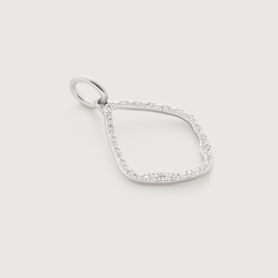 Monica Vinader Riva Diamond Hoop Pendant, Sterling Silver In Metallic