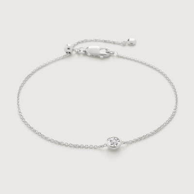 Monica Vinader Sterling Silver Diamond Essential Bracelet Diamond In Metallic
