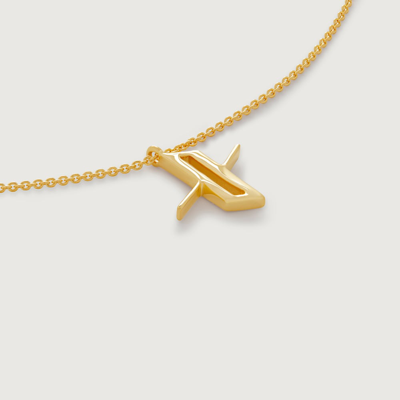 Monica Vinader Gold Initial X Necklace Adjustable 41-46cm/16-18' In Neutral