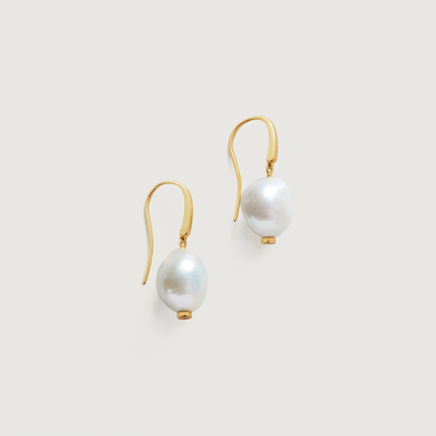 Monica Vinader Gold Nura Pearl Wire Earrings Pearl In Neutral