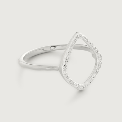 Monica Vinader Riva Diamond Hoop Ring, Sterling Silver In Metallic