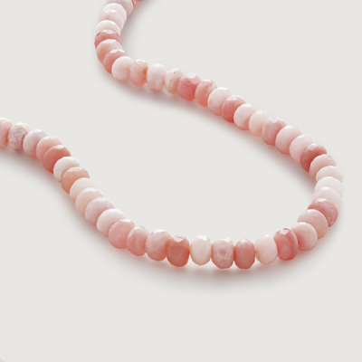 Monica Vinader Gold Love Beaded Gemstone Necklace Adjustable 41-46cm/16-18' Pink Opal In Brown