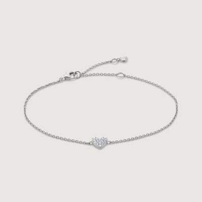 Monica Vinader Lab-created Diamond Heart Charm Bracelet In Sterling Silver