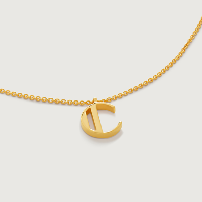 Monica Vinader Gold Initial C Necklace Adjustable 41-46cm/16-18'