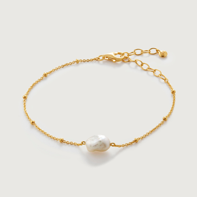 Monica Vinader Nura Tiny Pearl Bracelet In Gold