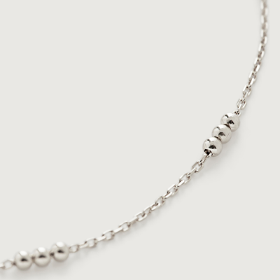 Monica Vinader Sterling Silver Triple Beaded Choker Necklace Adjustable 35-41cm/14-16' In Metallic