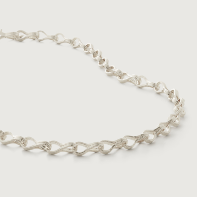 Monica Vinader Sterling Silver Infinity Link Necklace Adjustable 50cm/20" In Metallic