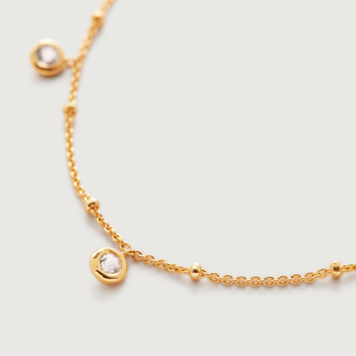 Monica Vinader Gold Mini Gem Choker Necklace 38-43cm/15-17' White Topaz