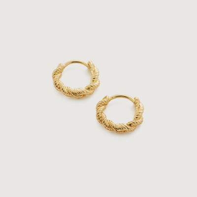 Monica Vinader Gold Corda Mini Huggie Earrings