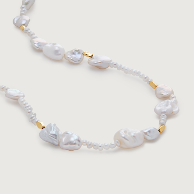 Monica Vinader Gold Pearl Scatter Necklace Adjustable 41-46cm/16-18' Pearl In White
