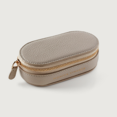 Monica Vinader Leather Mini Oval Jewellery Box In Neutral