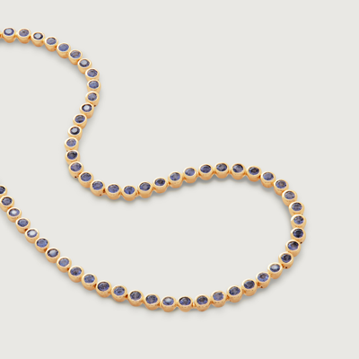 Monica Vinader Gold Gemstone Essential Tennis Necklace Adjustable 41-46cm/16-18' Iolite