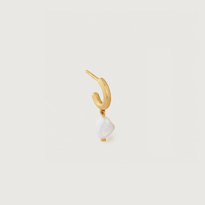 Monica Vinader Gold Nura Keshi Pearl Huggie Single Earring Pearl