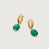 MONICA VINADER GOLD RIO GEMSTONE HUGGIE EARRINGS GREEN ONYX